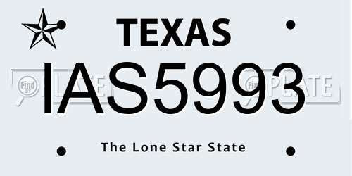 IAS5993 Texas License Plate