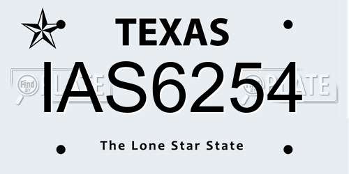 IAS6254 Texas License Plate
