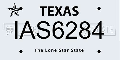 IAS6284 Texas License Plate
