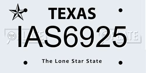 IAS6925 Texas License Plate