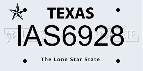 IAS6928 Texas License Plate
