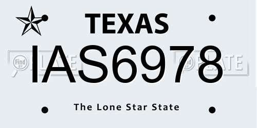 IAS6978 Texas License Plate
