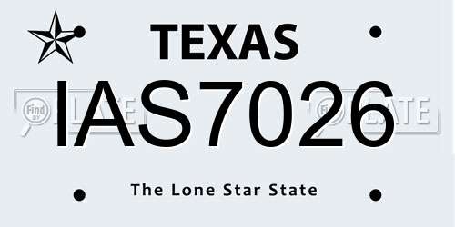IAS7026 Texas License Plate