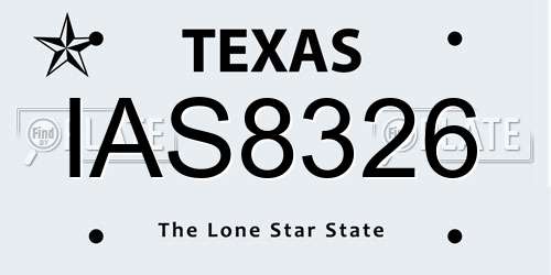 IAS8326 Texas License Plate