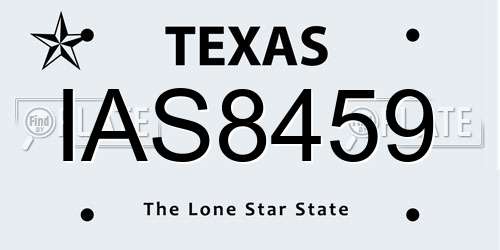 IAS8459 Texas License Plate