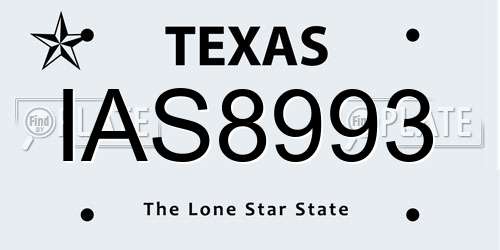 IAS8993 Texas License Plate