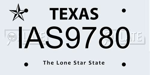 IAS9780 Texas License Plate