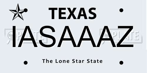 IASAAAZ Texas License Plate