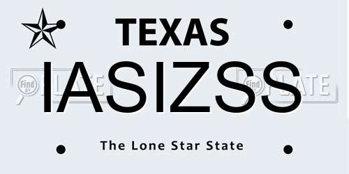 IASIZSS Texas License Plate