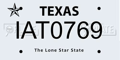 IAT0769 Texas License Plate