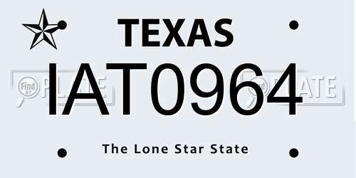 IAT0964 Texas License Plate