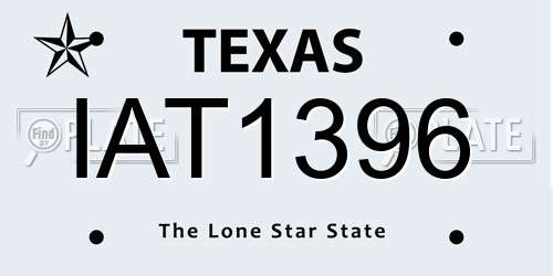 IAT1396 Texas License Plate