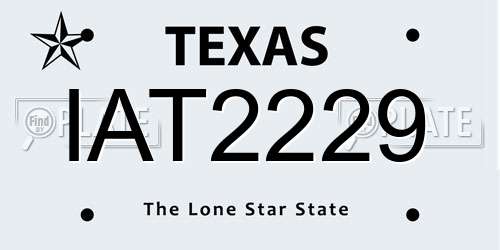 IAT2229 Texas License Plate