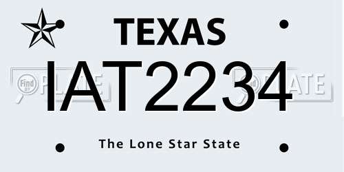 IAT2234 Texas License Plate