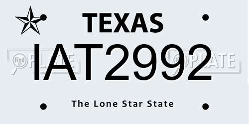 IAT2992 Texas License Plate