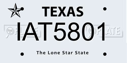 IAT5801 Texas License Plate