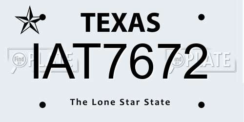 IAT7672 Texas License Plate