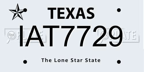 IAT7729 Texas License Plate