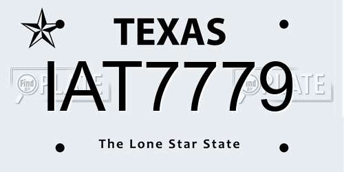 IAT7779 Texas License Plate