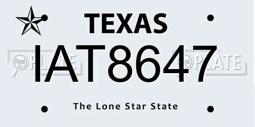 IAT8647 Texas License Plate