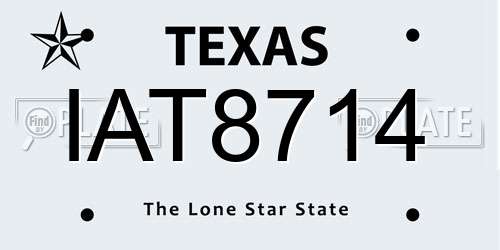 IAT8714 Texas License Plate