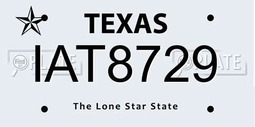 IAT8729 Texas License Plate