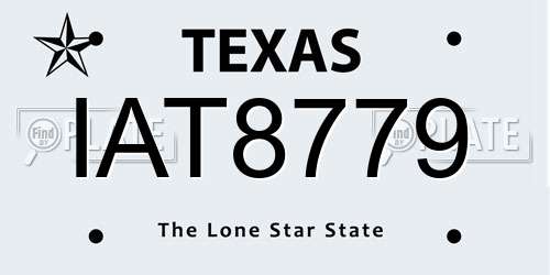IAT8779 Texas License Plate