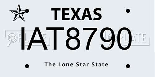 IAT8790 Texas License Plate