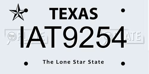 IAT9254 Texas License Plate