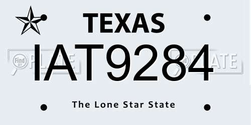 IAT9284 Texas License Plate