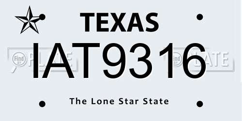 IAT9316 Texas License Plate
