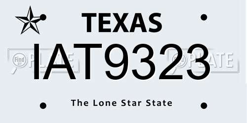 IAT9323 Texas License Plate