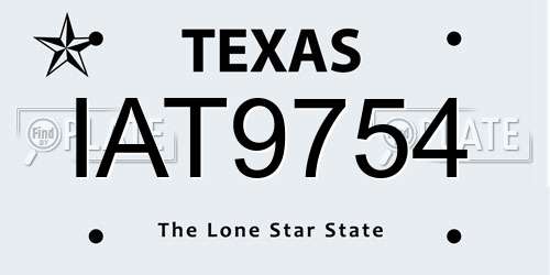 IAT9754 Texas License Plate