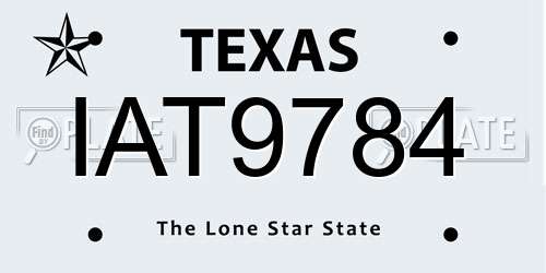 IAT9784 Texas License Plate