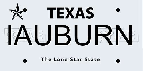 IAUBURN Texas License Plate