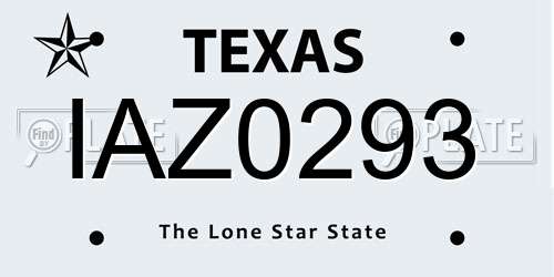 IAZ0293 Texas License Plate