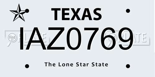 IAZ0769 Texas License Plate