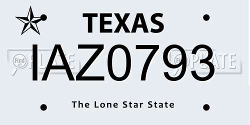 IAZ0793 Texas License Plate