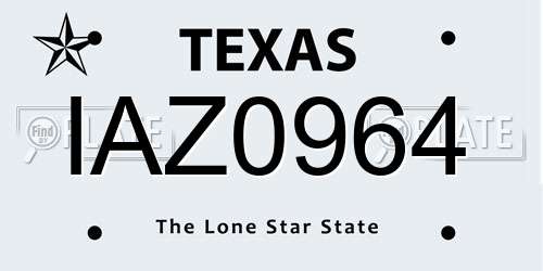 IAZ0964 Texas License Plate