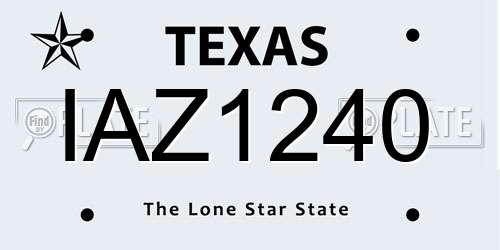 IAZ1240 Texas License Plate
