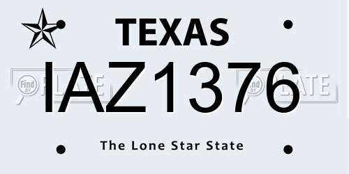 IAZ1376 Texas License Plate