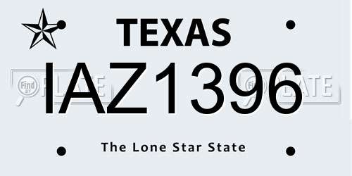 IAZ1396 Texas License Plate