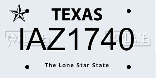 IAZ1740 Texas License Plate