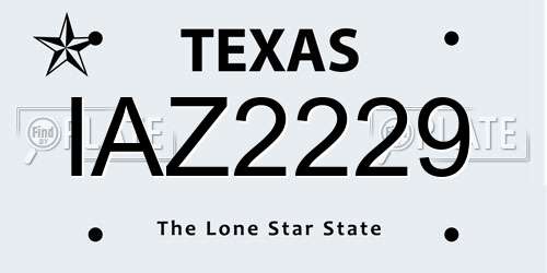 IAZ2229 Texas License Plate