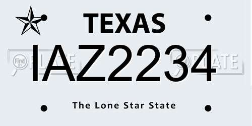IAZ2234 Texas License Plate