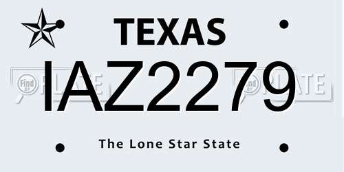 IAZ2279 Texas License Plate