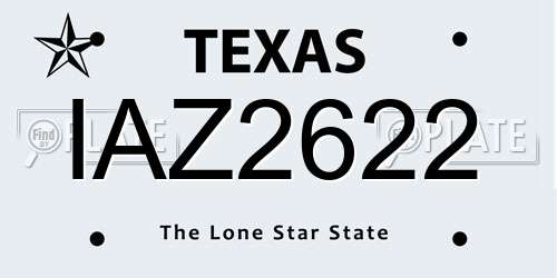IAZ2622 Texas License Plate