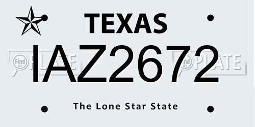 IAZ2672 Texas License Plate