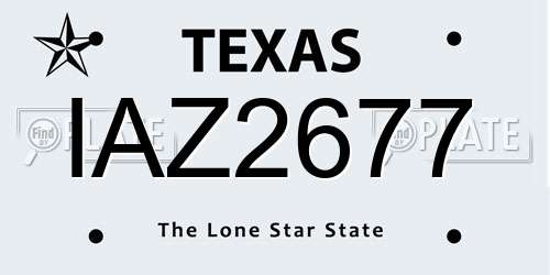 IAZ2677 Texas License Plate