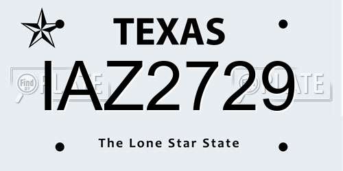 IAZ2729 Texas License Plate